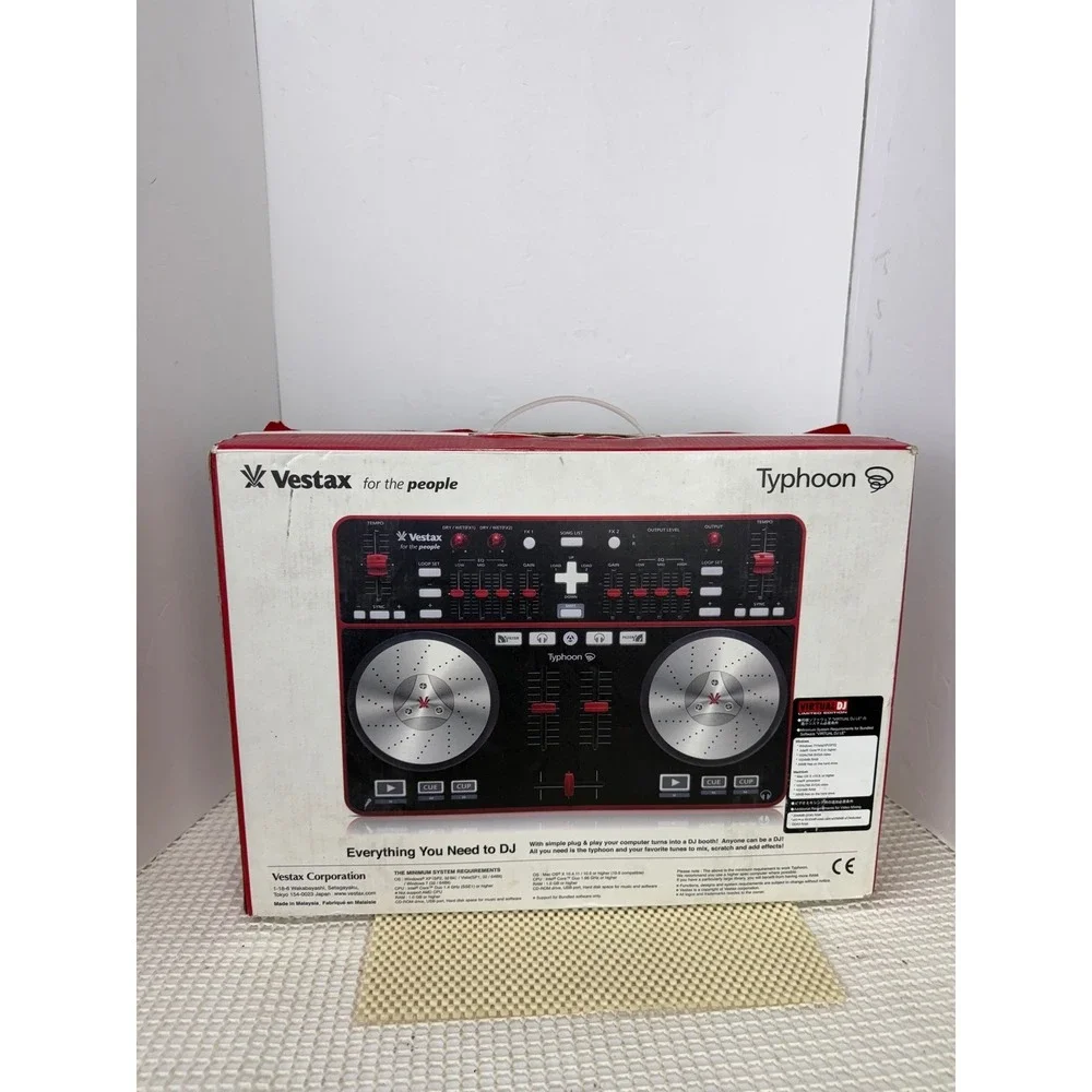 Vestax Typhoon DJ MIDI Controller Virtual DJ Black Red Silver VDJ-0001 Boxed EUC